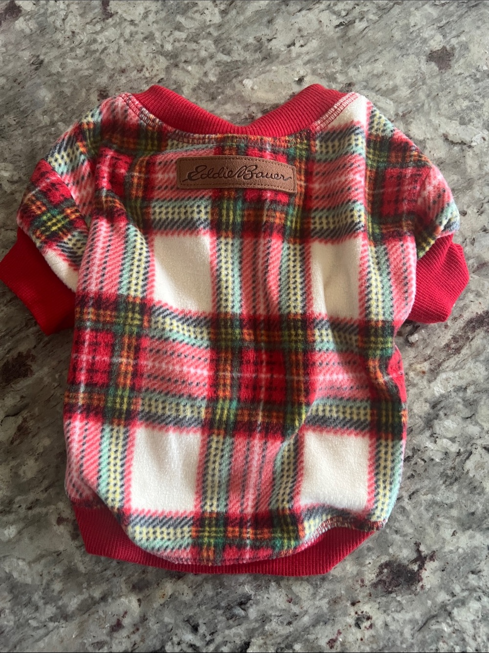 Eddie Bauer Red and Cream Plaid dog Fleece sweatshirt